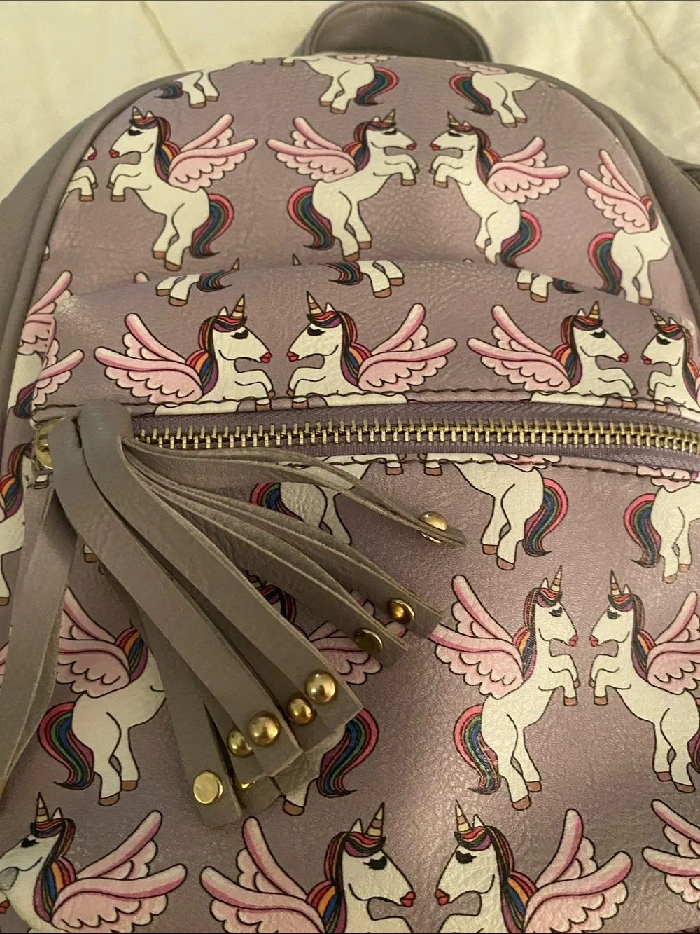 Lilac Unicorn Print Mini Backpack